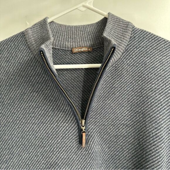 J McGlaughlin Size XL 100% Merino Wool Gray 1/4 Zip Ribbed Pullover Sweater. - Picture 4 of 9